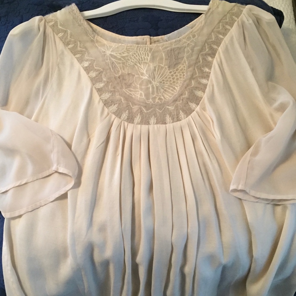 Cream embellished anthro top size m